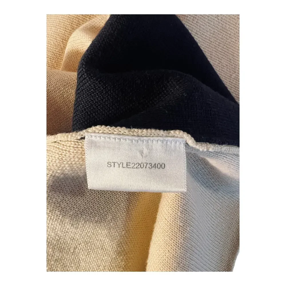 Tory Burch Cream Navy Colorblock Knit Dress Medallion Buttons Sleeveless S